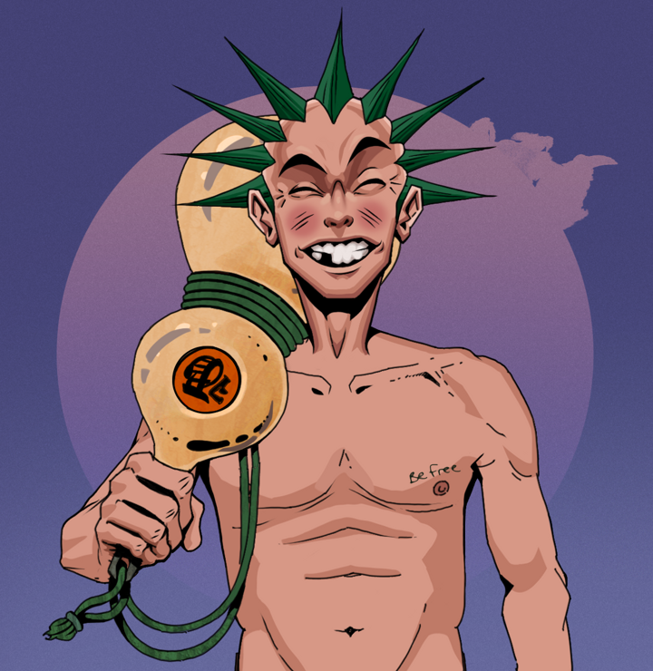 Cheery Haru — Degen Dojo NFT art (Shirtless Runt, Purple Night, Degens, Nudey Freak, Cheery Haru, Zapachi, Giant Sake Bottle, Mint)