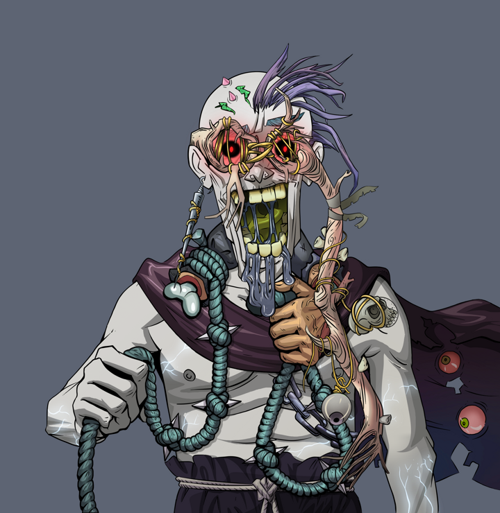 Yuuki — Degen Dojo NFT art (Shark Tooth, Shoji Night, Demons, Master Black Gi, Yuuki, Telescopic Glasses, Yakuza Hooligan, Noose, Mint)