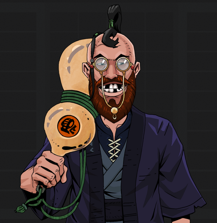 Igor The Bear — Degen Dojo NFT art (Shirtless Runt, Shoji Night, Degens, Daimyo Warrior Kimono, Igor The Bear, Pompous Glasses, Dejen Samurai, Giant Sake Bottle, Mint)