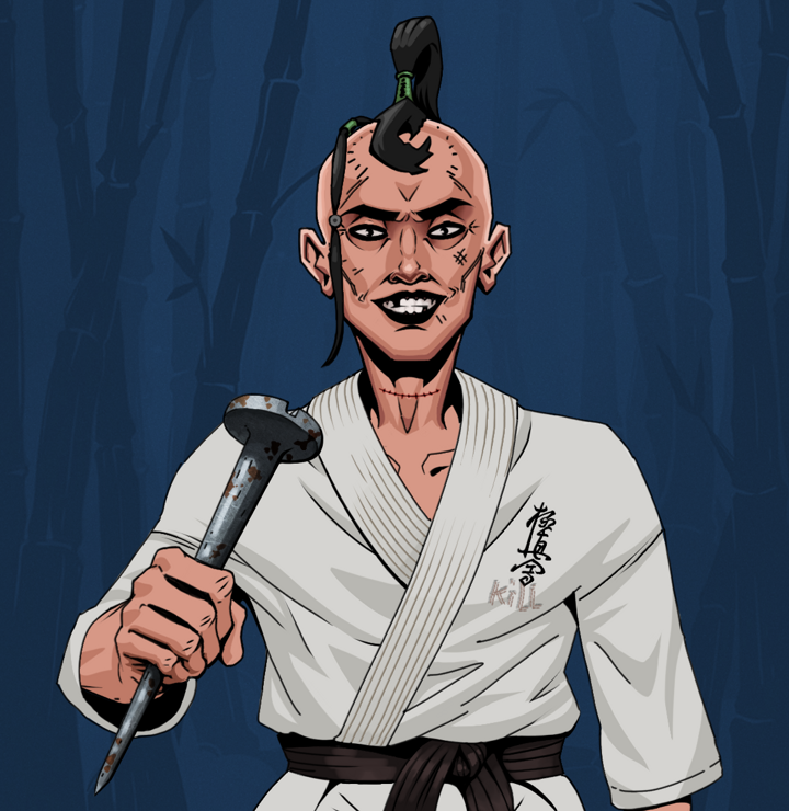 Junichiro Reborn — Degen Dojo NFT art (Shirtless Runt, Night Forest, Degens, Student Gi, Junichiro Reborn, Dejen Samurai, Rusty Nail, Mint)