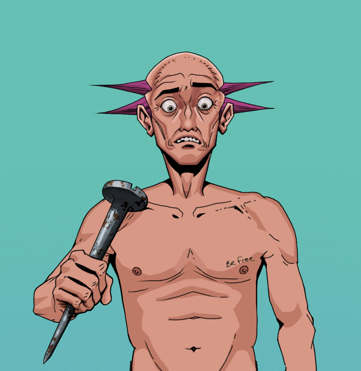 Shitless Botan — Degen Dojo NFT art (Shirtless Runt, Teal Daytime, Degens, Nudey Freak, Shitless Botan, Dejen Mohawk, Rusty Nail, Mint)