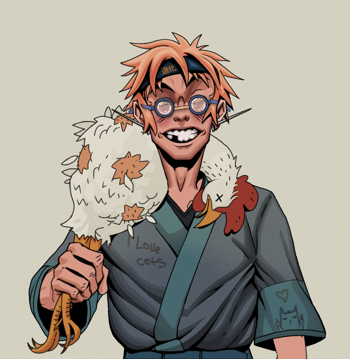 Cheery Haru — Degen Dojo NFT art (Nails, Warm Grey, Degens, Cet Kimono, Cheery Haru, Spectacles, Tiger Headband Ruffian, Chicken, Mint)