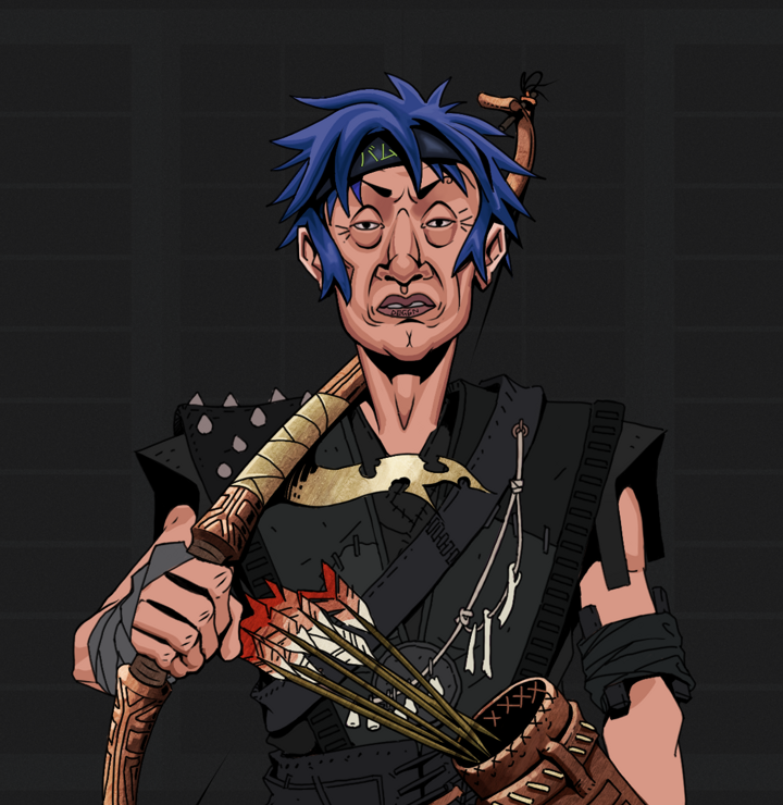 Goro — Degen Dojo NFT art (Shirtless Runt, Shoji Night, Degens, Warlock Wannabe, Goro, Bum Headband Ruffian, Runed Yumi, Mint)