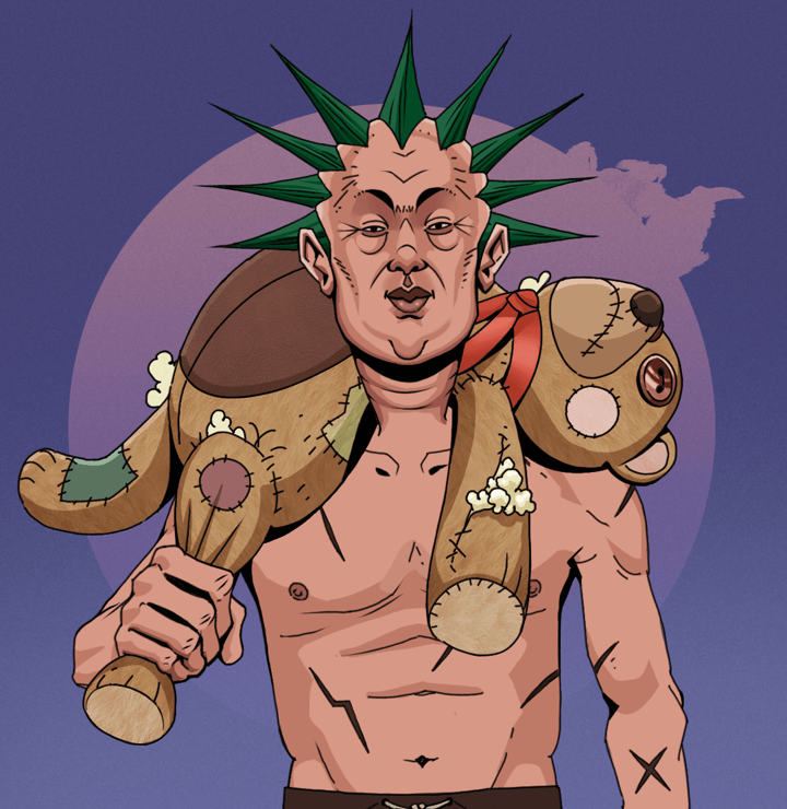 Fat Bob — Degen Dojo NFT art (Shirtless Runt, Purple Night, Degens, Battle Scars, Fat Bob, Zapachi, Teddy Bear, Mint)