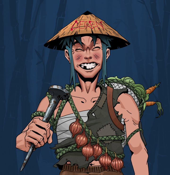 Cheery Haru — Degen Dojo NFT art (Shirtless Runt, Night Forest, Degens, Farmer, Cheery Haru, Degen Graffiti Rice Hat, Rusty Nail, Mint)