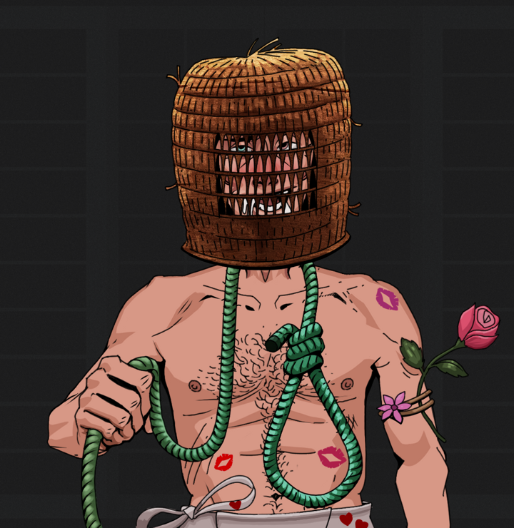 Yuuki — Degen Dojo NFT art (Shirtless Runt, Shoji Night, Degens, Womanizer, Yuuki, Tengai Basket, Noose, Mint)