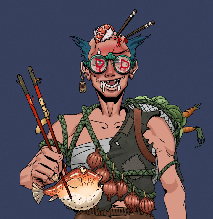 Yuuki — Degen Dojo NFT art (Dojo Paper Earring, Blue Evening, Degens, Farmer, Yuuki, Dojo Graffiti, Sushi Fight, Frightened Fugu, Mint)