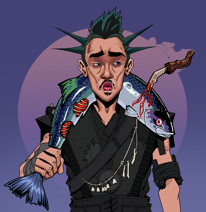 Masumi Steel — Degen Dojo NFT art (Shirtless Runt, Purple Night, Degens, Warlock Wannabe, Masumi Steel, Yakuza Ruffian, Dead Fish, Mint)