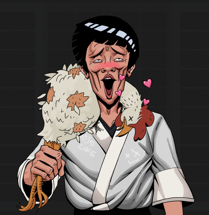 Lovey Haruto — Degen Dojo NFT art (Shirtless Runt, Shoji Night, Degens, No Honor Kimono, Lovey Haruto, Rock Lee, Chicken, Mint)