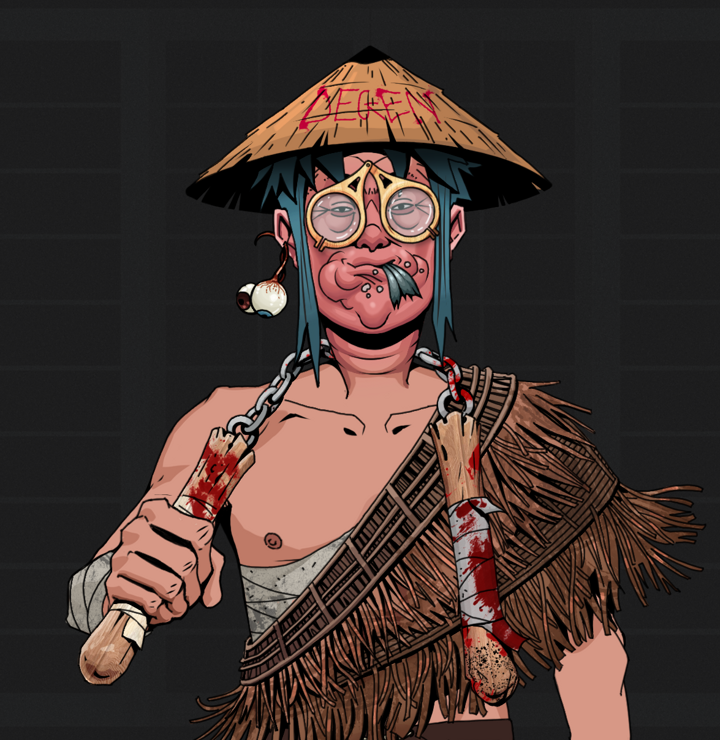 Fatty Bobsticks — Degen Dojo NFT art (Shaman Eyes, Shoji Night, Degens, Dried Straw, Fatty Bobsticks, Pocket Glasses, Degen Graffiti Rice Hat, Bloody Nunchucks, Mint)