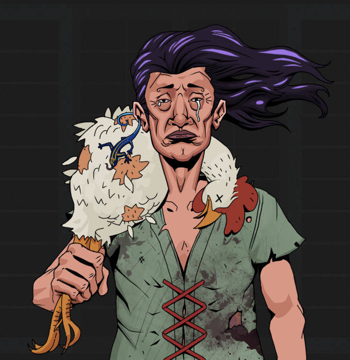 Teary Goro — Degen Dojo NFT art (Lizard, Shoji Night, Degens, Dirty Peasant Rags, Teary Goro, Shirtless Runt, Flowing Battousai, Chicken, Mint)