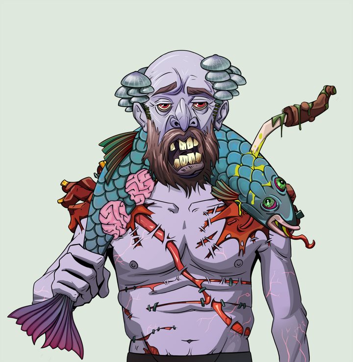 Serious Oleg — Degen Dojo NFT art (Shirtless Runt, Olive Green, Demons, Mercenary, Serious Oleg, Kung Fu Master, Dead Fish, Mint)