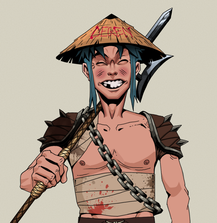 Cheery Haru — Degen Dojo NFT art (Shirtless Runt, Warm Grey, Degens, Mercenary, Cheery Haru, Degen Graffiti Rice Hat, Bishamon Yari, Mint)