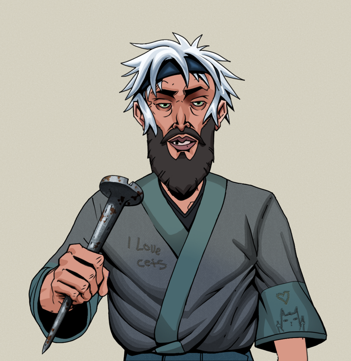 Serious Oleg — Degen Dojo NFT art (Shirtless Runt, Warm Grey, Degens, Cet Kimono, Serious Oleg, White Ruffian, Rusty Nail, Mint)