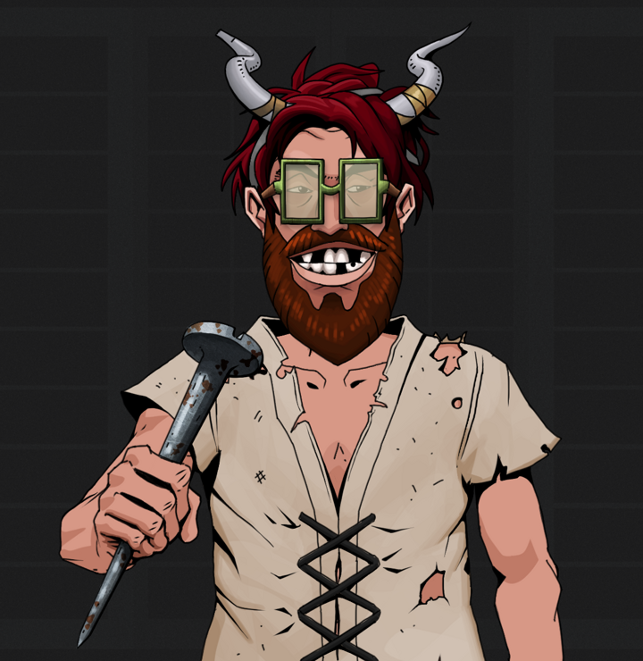 Igor The Bear — Degen Dojo NFT art (Shirtless Runt, Shoji Night, Degens, Rice Sack Rags, Igor The Bear, Shoji Glasses, Grey Oni Horns, Rusty Nail, Mint)
