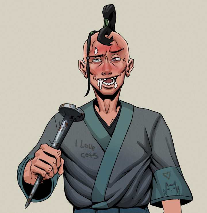 Yuuki — Degen Dojo NFT art (Shirtless Runt, Warm Grey, Degens, Cet Kimono, Yuuki, Dejen Samurai, Rusty Nail, Mint)