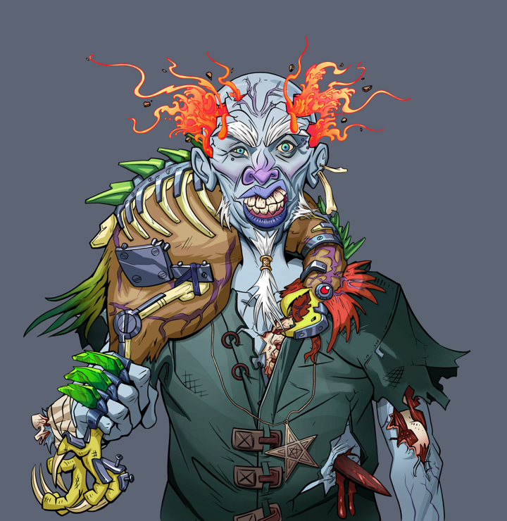 Yuji The Wise — Degen Dojo NFT art (Finger Bones, Shoji Night, Demons, Dirty Peasant Rags, Yuji The Wise, Shirtless Runt, Red Heihachi, Chicken, Mint)