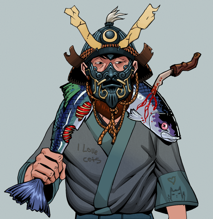 Igor The Bear — Degen Dojo NFT art (Shirtless Runt, Light Grey, Degens, Cet Kimono, Igor The Bear, Tatami Kabuto, Dead Fish, Mint)