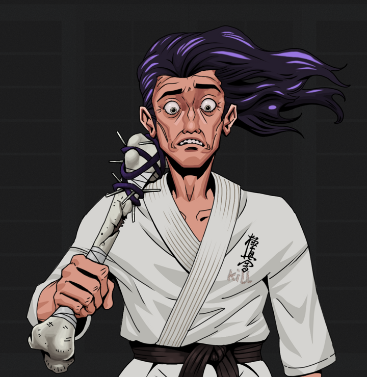 Shitless Botan — Degen Dojo NFT art (Shirtless Runt, Shoji Night, Degens, Student Gi, Shitless Botan, Flowing Battousai, Spiky Femur, Mint)