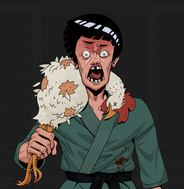 Tokuda — Degen Dojo NFT art (Shirtless Runt, Shoji Night, Degens, Fight Gi, Tokuda, Rock Lee, Chicken, Mint)