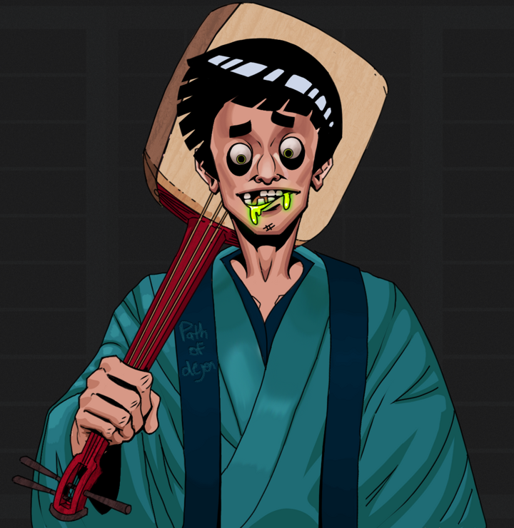 Toxic Azuma — Degen Dojo NFT art (Shirtless Runt, Shoji Night, Degens, Dejen Apostate, Toxic Azuma, Rock Lee, Shamisen, Mint)