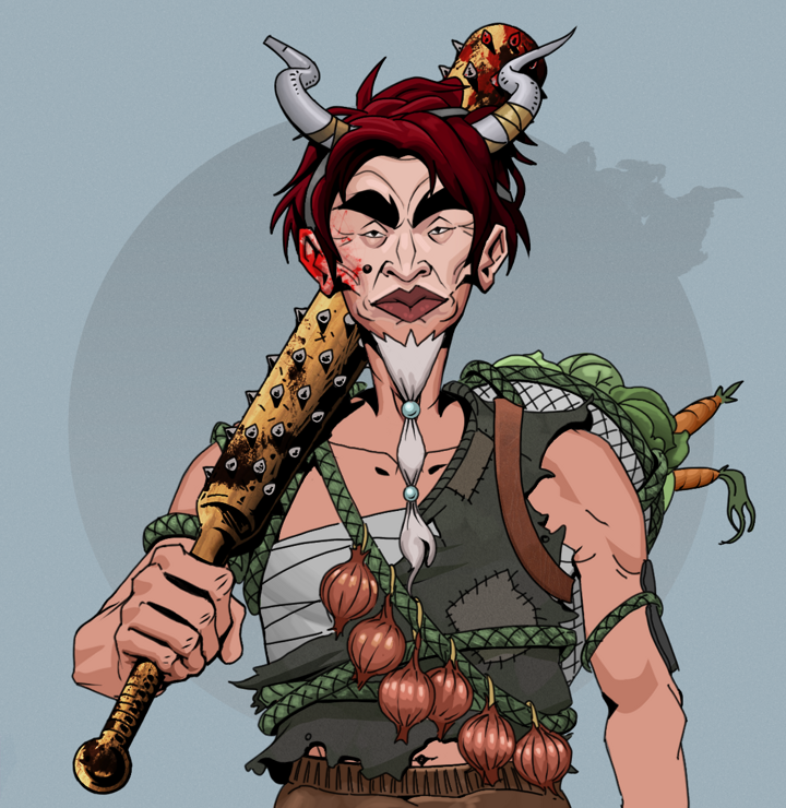 Yuji The Wise — Degen Dojo NFT art (Shirtless Runt, Grey Mist, Degens, Farmer, Yuji The Wise, Grey Oni Horns, Yakuza Club, Mint)