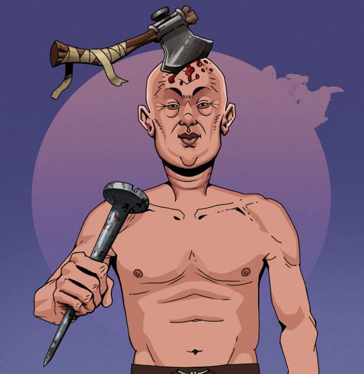 Fat Bob — Degen Dojo NFT art (Shirtless Runt, Purple Night, Degens, Fat Bob, Splitting Axe Ache, Rusty Nail, Mint)