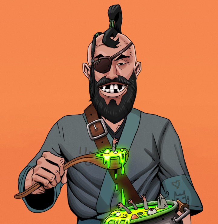 Igor The Veteran — Degen Dojo NFT art (Shirtless Runt, Orange Afternoon, Degens, Cet Kimono, Igor The Veteran, Dejen Samurai, Shaman Soup, Mint)