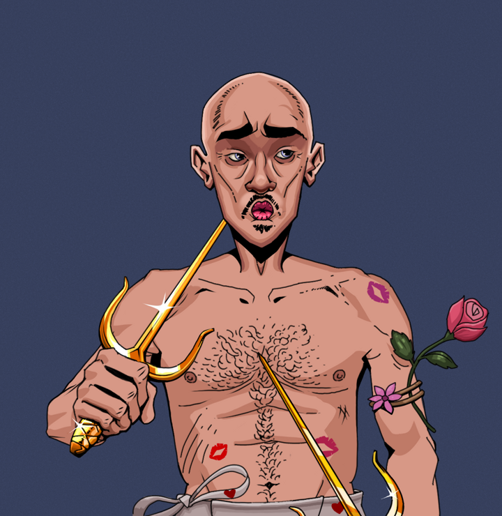 Masumi Steel — Degen Dojo NFT art (Shirtless Runt, Blue Evening, Degens, Womanizer, Masumi Steel, Bald, Golden Sai, Mint)