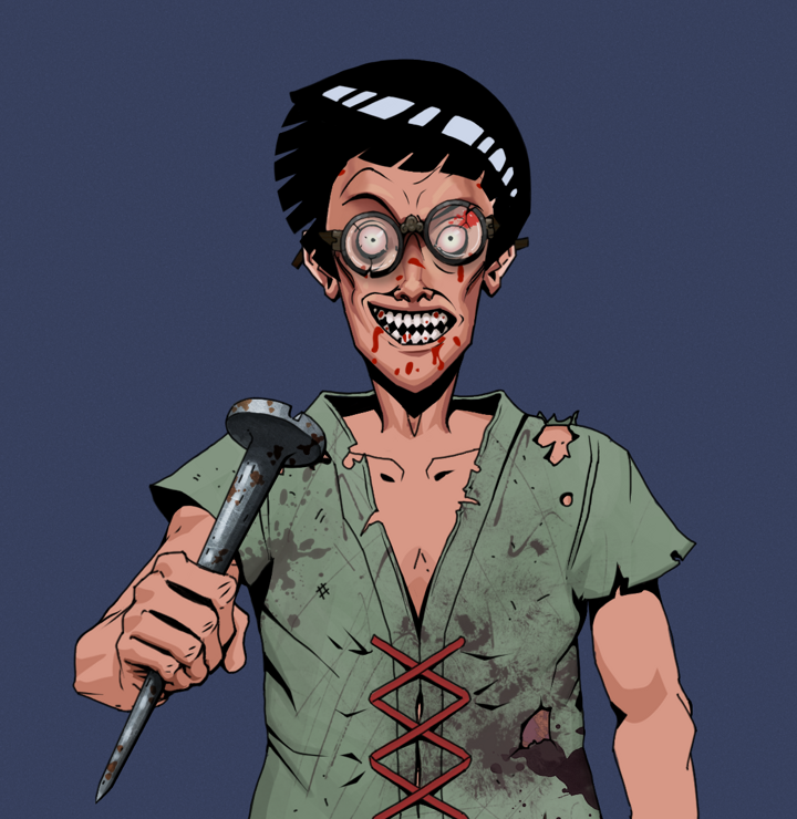 Assassin Fuzen — Degen Dojo NFT art (Shirtless Runt, Blue Evening, Degens, Dirty Peasant Rags, Assassin Fuzen, Bloodied Glasses, Rock Lee, Rusty Nail, Mint)