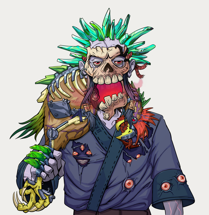 Serious Oleg — Degen Dojo NFT art (Shirtless Runt, Warm Grey, Demons, Fuck You Kimono, Serious Oleg, Hannya Half Mask, Zapachi, Chicken, Mint)