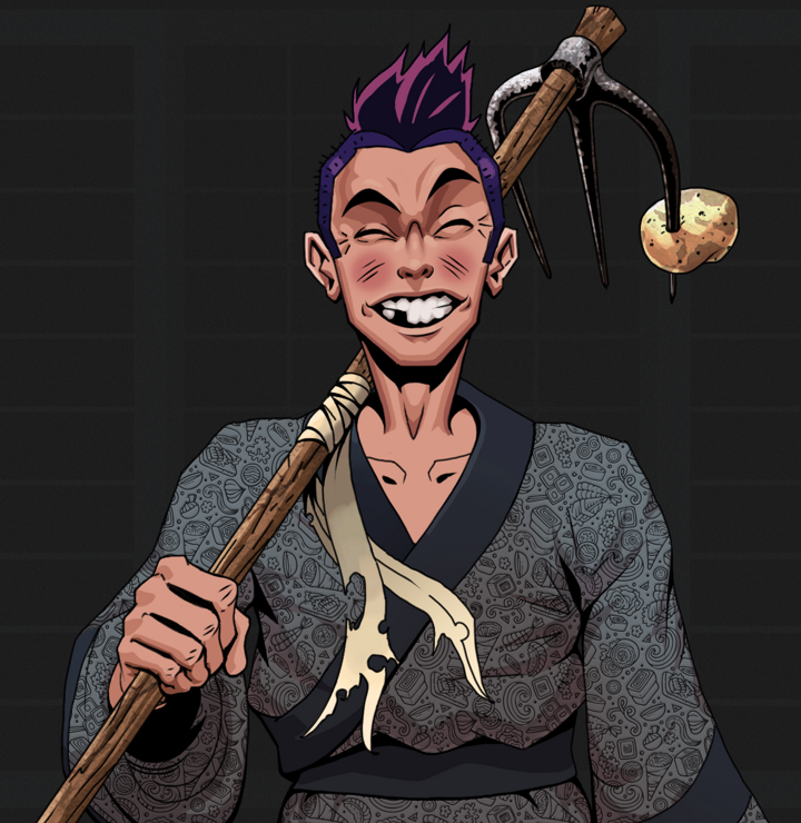 Cheery Haru — Degen Dojo NFT art (Shirtless Runt, Shoji Night, Degens, Sushi Love Loose Kimono, Cheery Haru, Yakuza Hooligan, Farmers Hoe, Mint)