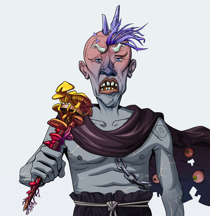 Goro — Degen Dojo NFT art (Shirtless Runt, Light Grey, Demons, Master Black Gi, Goro, Yakuza Ruffian, Rusty Nail, Mint)