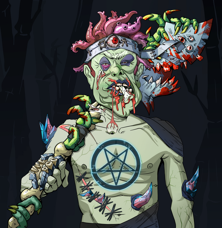 Fatty Bobsticks — Degen Dojo NFT art (Shirtless Runt, Night Forest, Demons, Recovering Alcoholic, Fatty Bobsticks, Karate Headband, Broken Nagatina, Mint)