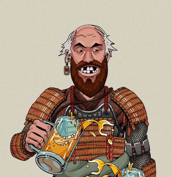 Igor The Bear — Degen Dojo NFT art (Dojo Paper Earring, Warm Grey, Degens, Tatami Tosei Gusoku, Igor The Bear, Shirtless Runt, Kung Fu Master, Beer Splash, Mint)
