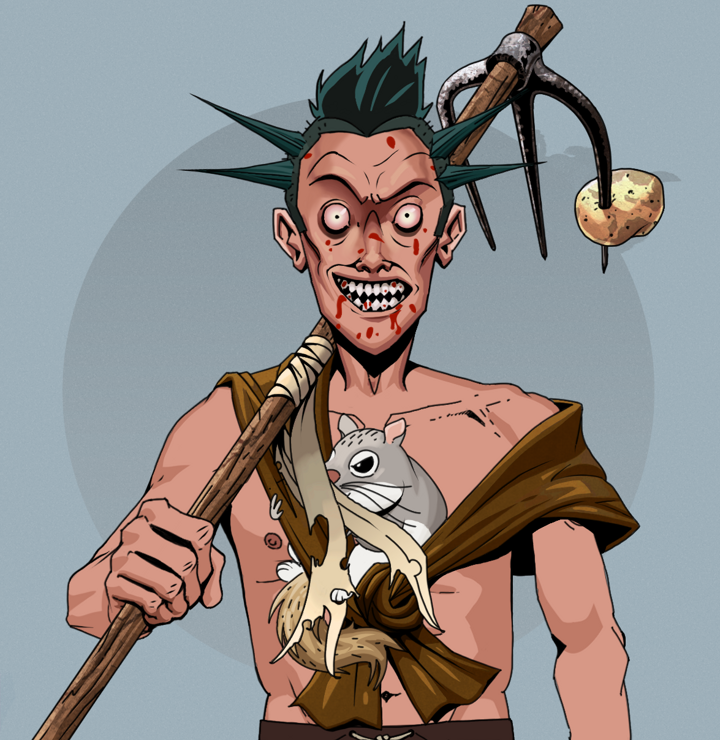 Assassin Fuzen — Degen Dojo NFT art (Shirtless Runt, Grey Mist, Degens, Little Momonga Friend, Assassin Fuzen, Yakuza Ruffian, Farmers Hoe, Mint)