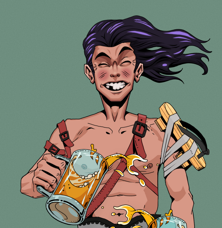 Cheery Haru — Degen Dojo NFT art (Shirtless Runt, Olive Green, Degens, Strap On Geta, Cheery Haru, Flowing Battousai, Beer Splash, Mint)