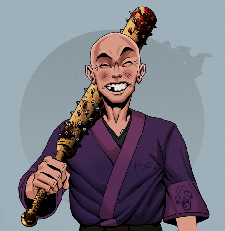 Cheery Haru — Degen Dojo NFT art (Shirtless Runt, Grey Mist, Degens, Money Kimono, Cheery Haru, Bald, Yakuza Club, Mint)