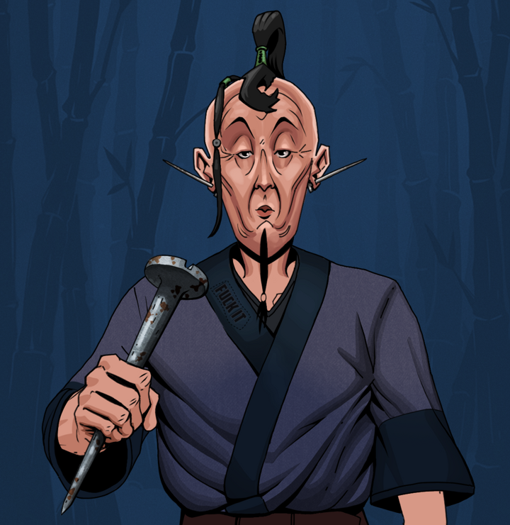 Edmundo — Degen Dojo NFT art (Nails, Night Forest, Degens, Fuck You Kimono, Edmundo, Shirtless Runt, Dejen Samurai, Rusty Nail, Mint)