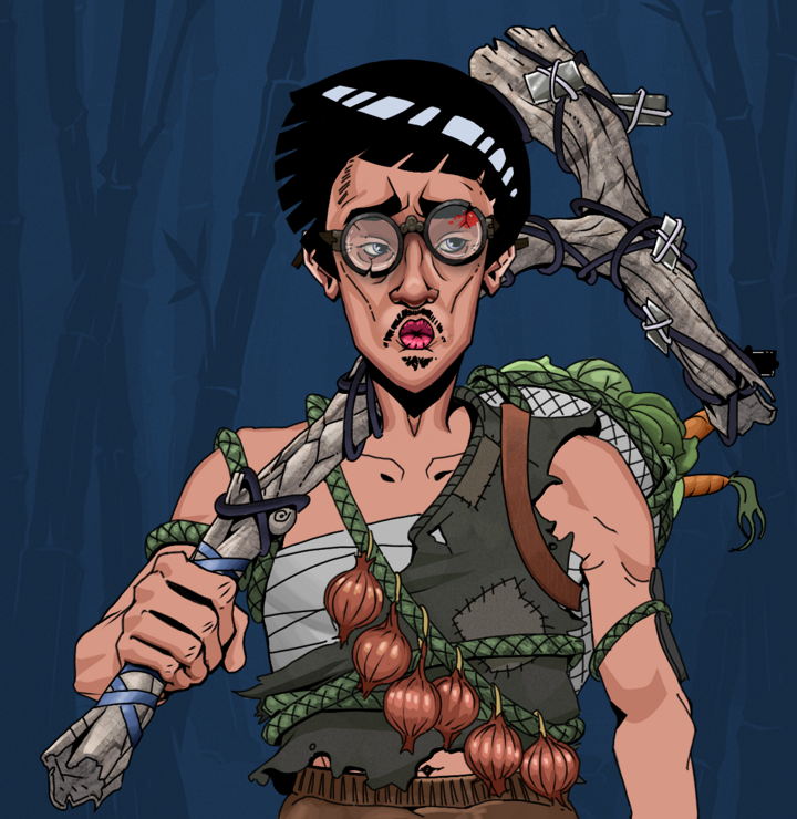 Masumi Steel — Degen Dojo NFT art (Shirtless Runt, Night Forest, Degens, Farmer, Masumi Steel, Bloodied Glasses, Rock Lee, Large Branch, Mint)
