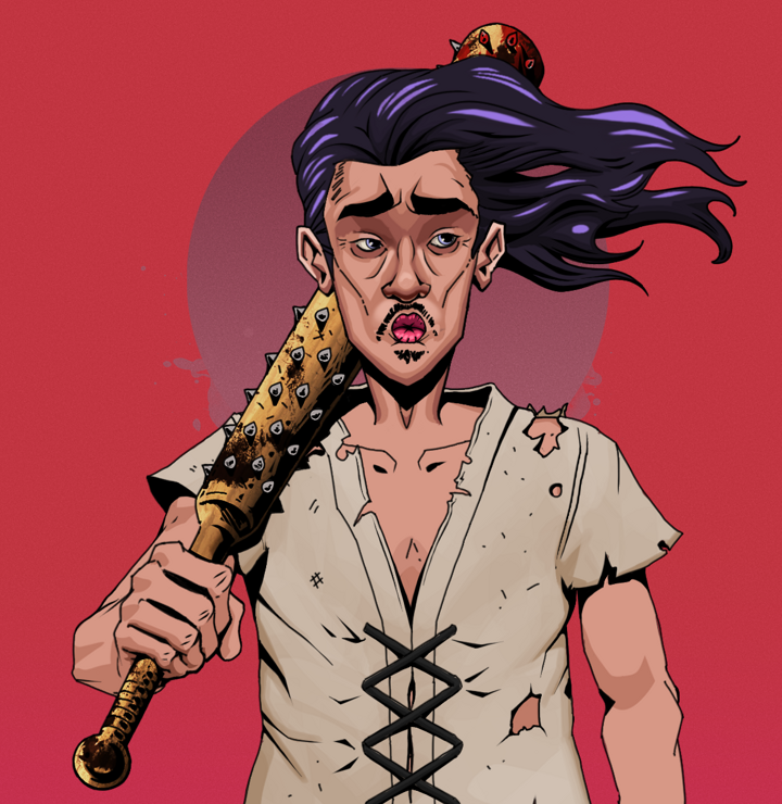 Masumi Steel — Degen Dojo NFT art (Shirtless Runt, Red High Moon, Degens, Rice Sack Rags, Masumi Steel, Flowing Battousai, Yakuza Club, Mint)