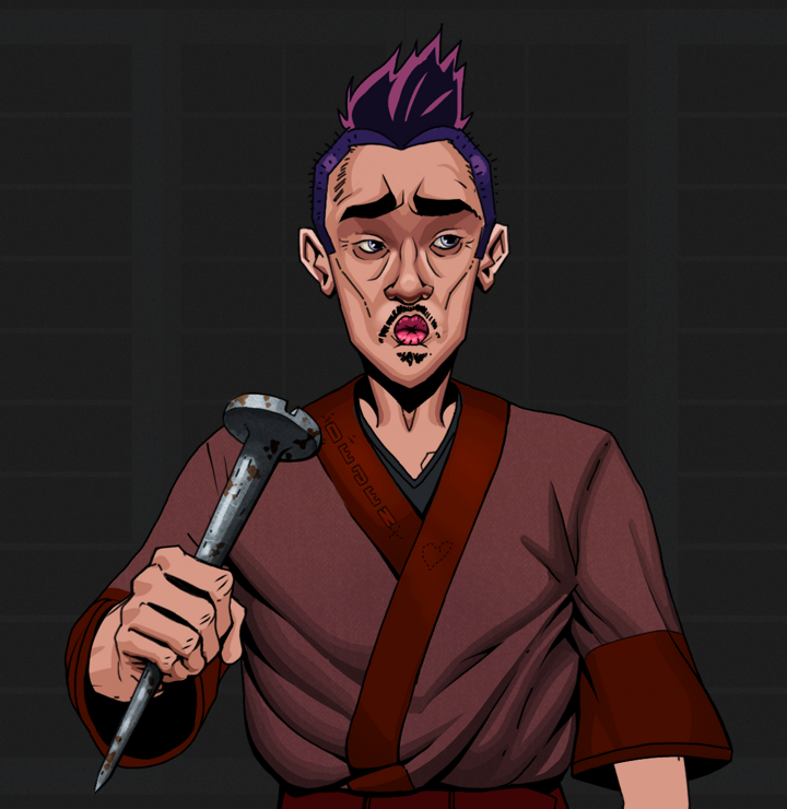 Masumi Steel — Degen Dojo NFT art (Shirtless Runt, Shoji Night, Degens, Proud Dejen Kimono, Masumi Steel, Yakuza Hooligan, Rusty Nail, Mint)