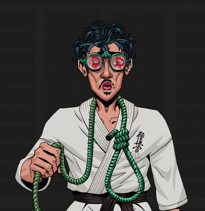 Masumi Steel — Degen Dojo NFT art (Shirtless Runt, Shoji Night, Degens, Student Gi, Masumi Steel, Dojo Graffiti, Messy, Noose, Mint)