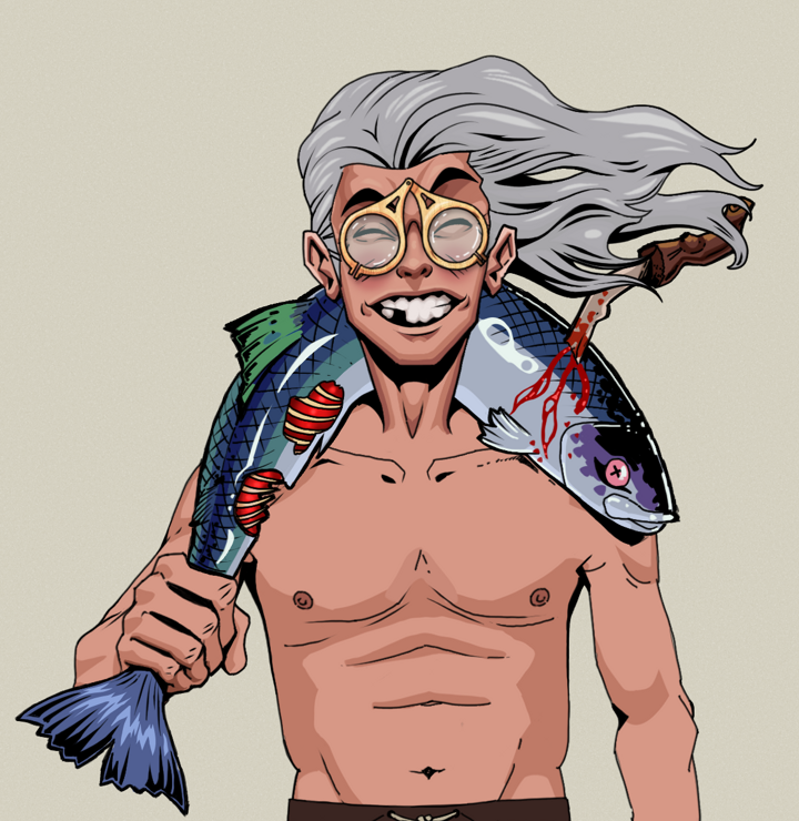 Cheery Haru — Degen Dojo NFT art (Shirtless Runt, Warm Grey, Degens, Cheery Haru, Pocket Glasses, Wise Greatness, Dead Fish, Mint)