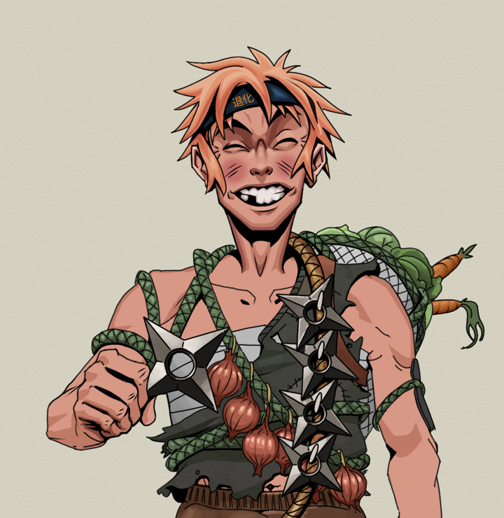 Cheery Haru — Degen Dojo NFT art (Shirtless Runt, Warm Grey, Degens, Farmer, Cheery Haru, Tiger Headband Ruffian, Shuriken Belt, Mint)