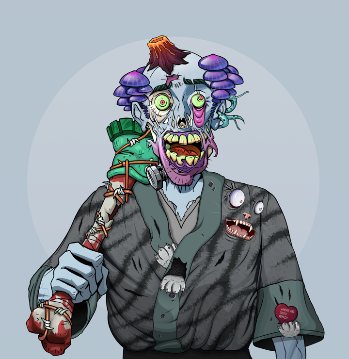 Shitless Botan — Degen Dojo NFT art (Wooden Loop, Grey Mist, Demons, Cet Kimono, Shitless Botan, Shirtless Runt, Kung Fu Beetle, Spiky Femur, Mint)