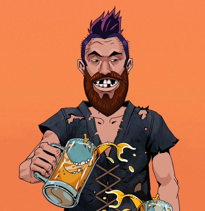 Igor The Bear — Degen Dojo NFT art (Shirtless Runt, Orange Afternoon, Degens, Black Peasant Sack, Igor The Bear, Yakuza Hooligan, Beer Splash, Mint)