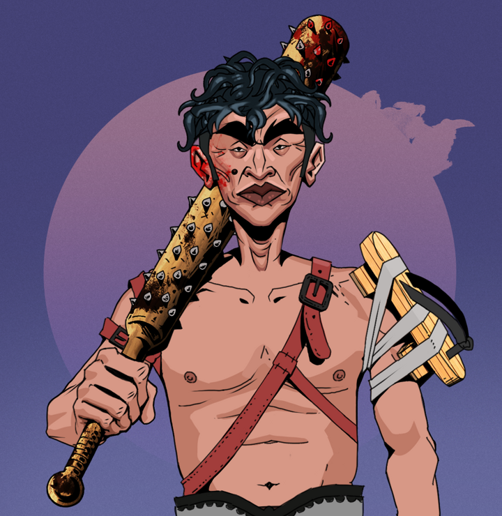 Young Yuji — Degen Dojo NFT art (Shirtless Runt, Purple Night, Degens, Strap On Geta, Young Yuji, Messy, Yakuza Club, Mint)