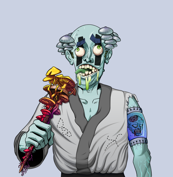 Toxic Azuma — Degen Dojo NFT art (Shirtless Runt, Blue Evening, Demons, No Honor Kimono, Toxic Azuma, Kung Fu Master, Rusty Nail, Mint)