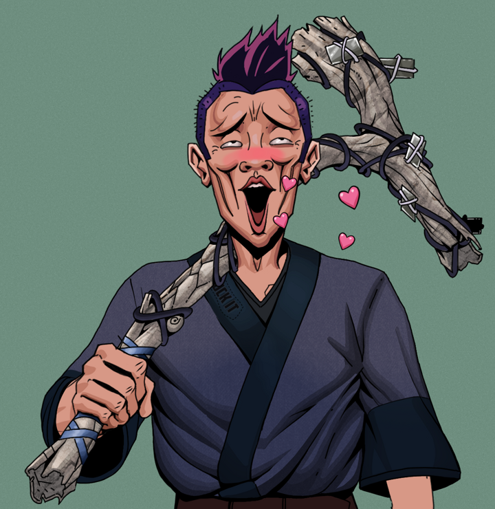 Lovey Haruto — Degen Dojo NFT art (Shirtless Runt, Olive Green, Degens, Fuck You Kimono, Lovey Haruto, Yakuza Hooligan, Large Branch, Mint)
